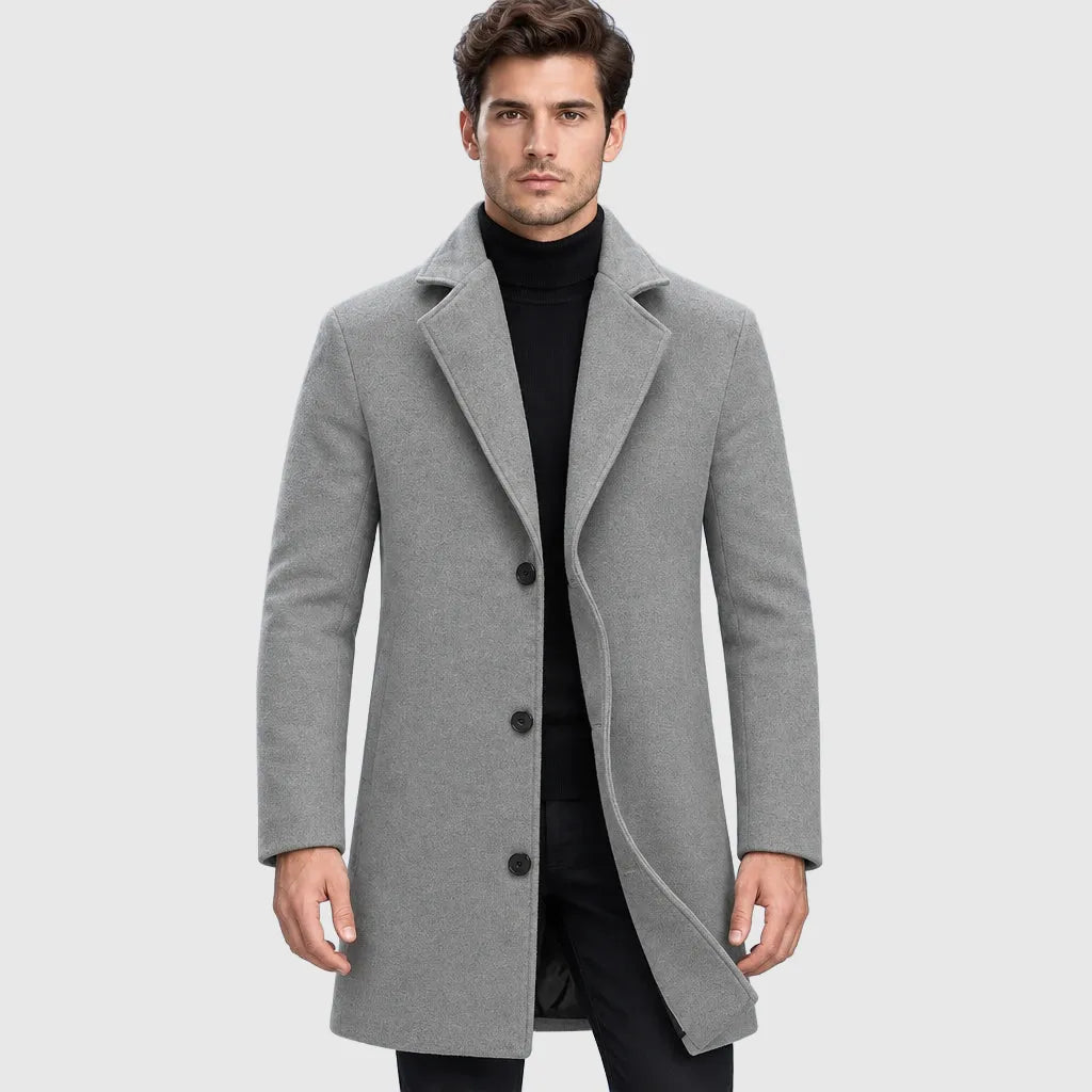 Men's Slim Fit Longline Wool Blend Coat