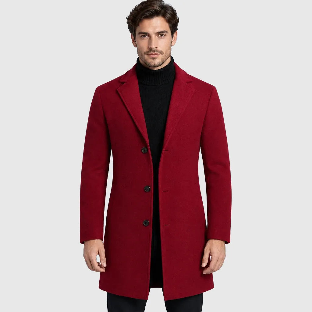 Men's Slim Fit Longline Wool Blend Coat