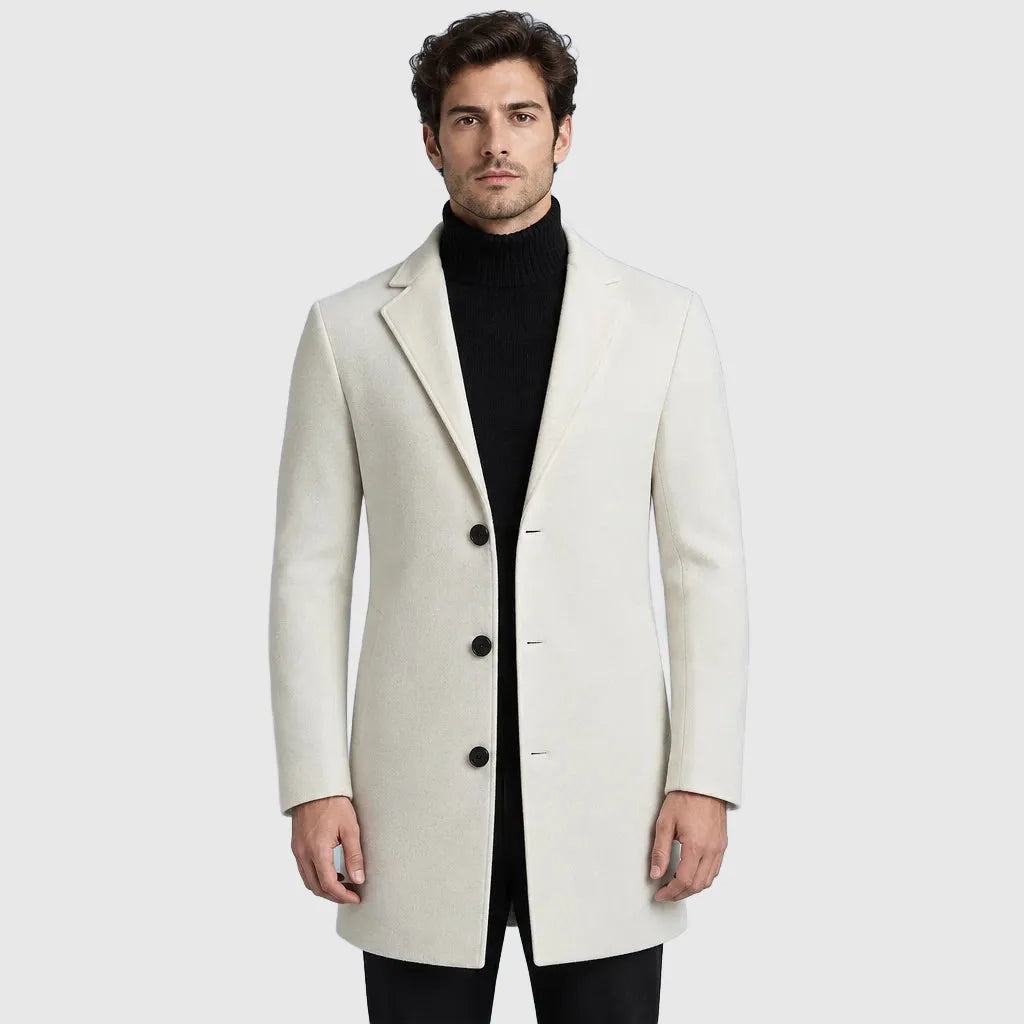 Men's Slim Fit Longline Wool Blend Coat