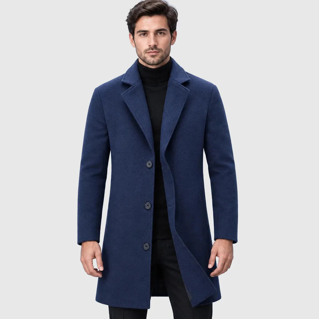 Men's Slim Fit Longline Wool Blend Coat