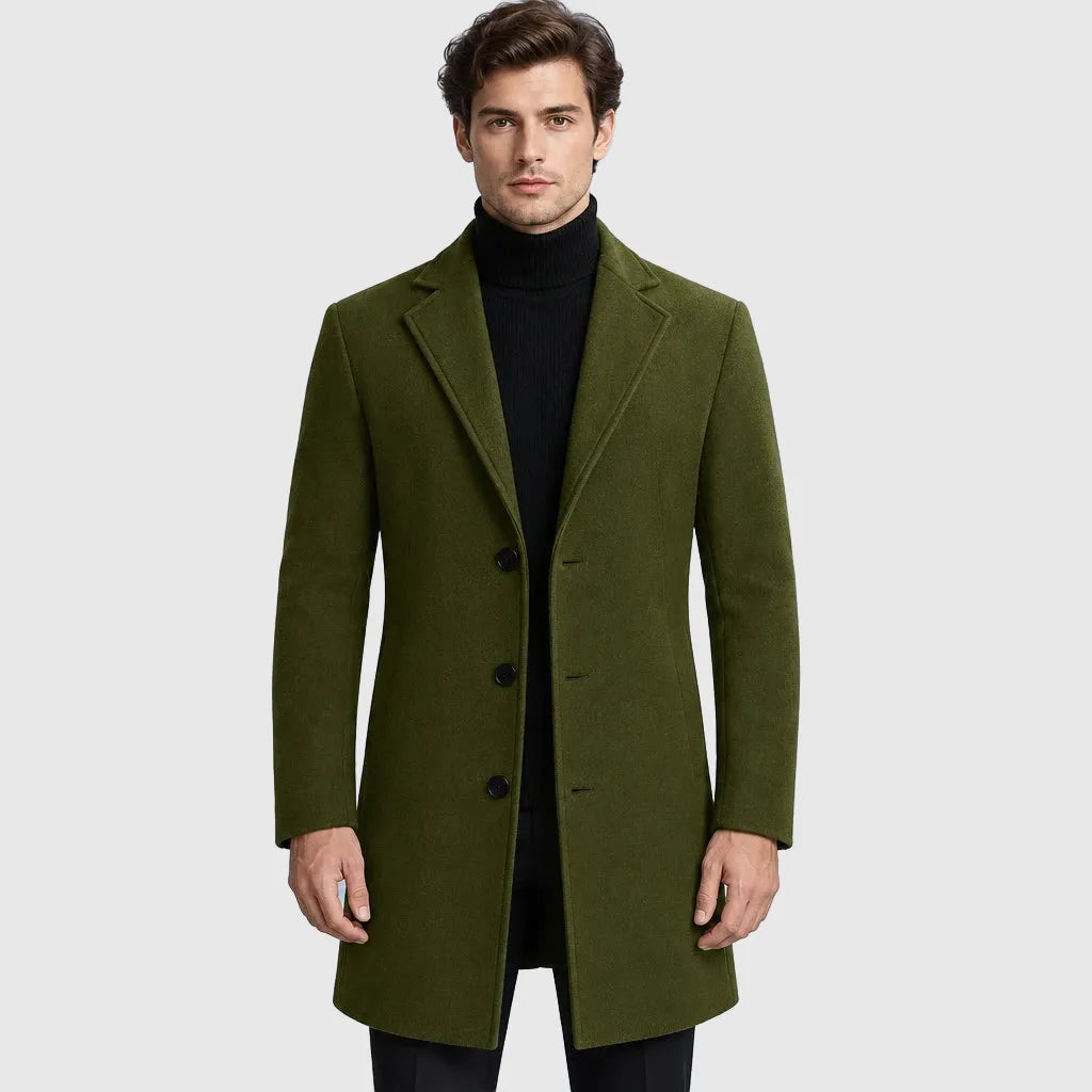 Men's Slim Fit Longline Wool Blend Coat