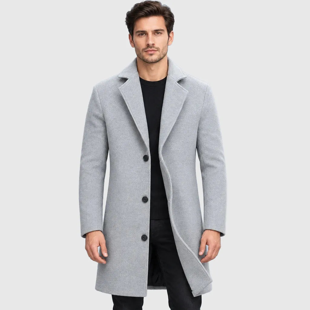 Men's Slim Fit Longline Wool Blend Coat