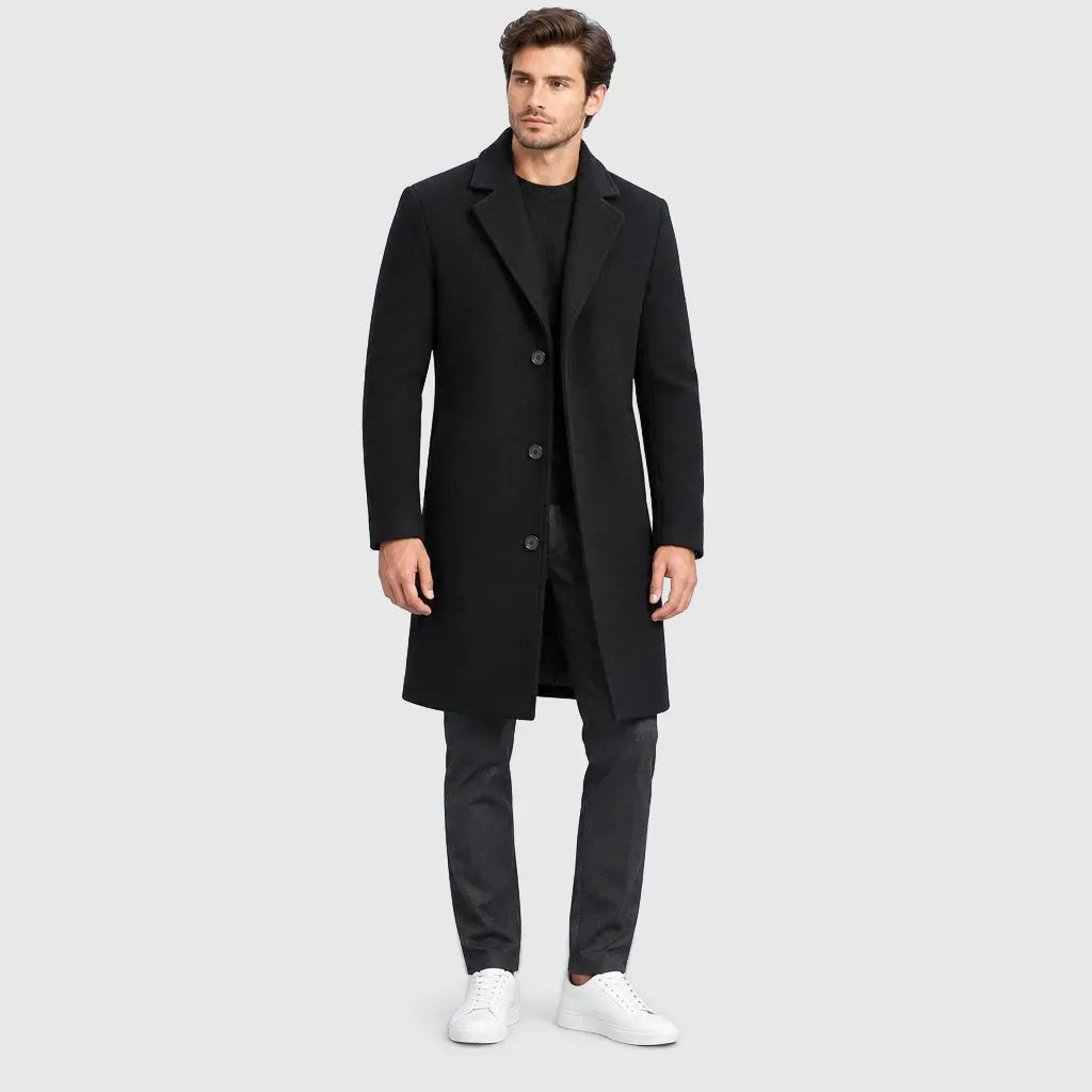 Men's Slim Fit Longline Wool Blend Coat