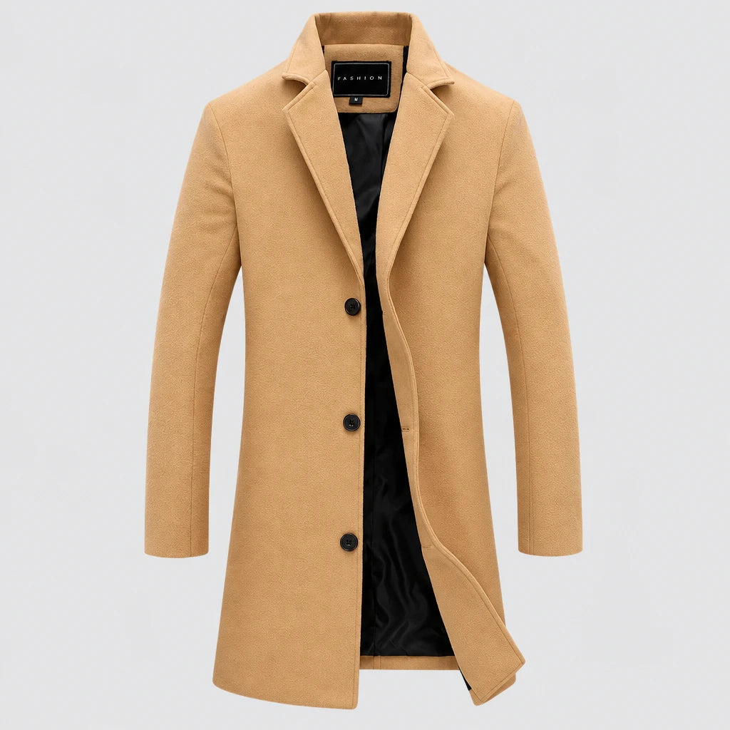Men's Slim Fit Longline Wool Blend Coat
