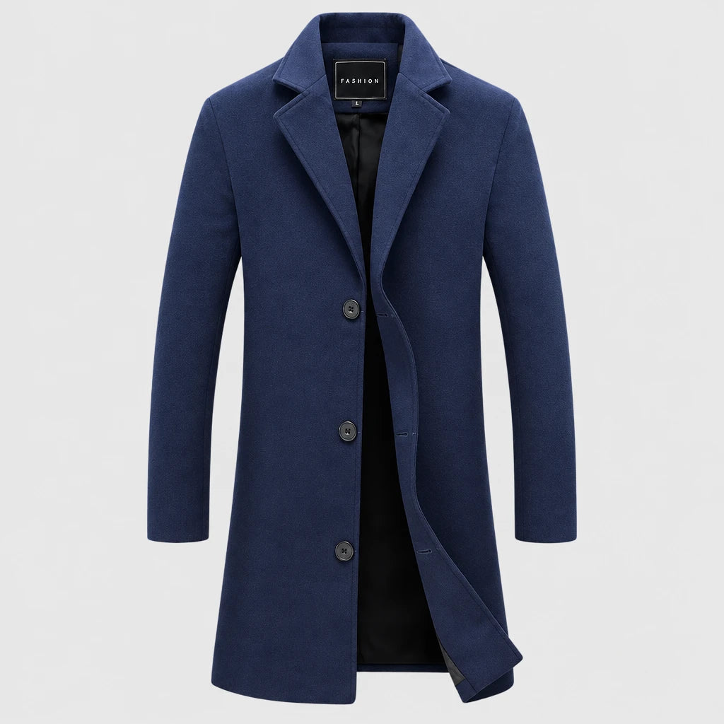 Men's Slim Fit Longline Wool Blend Coat