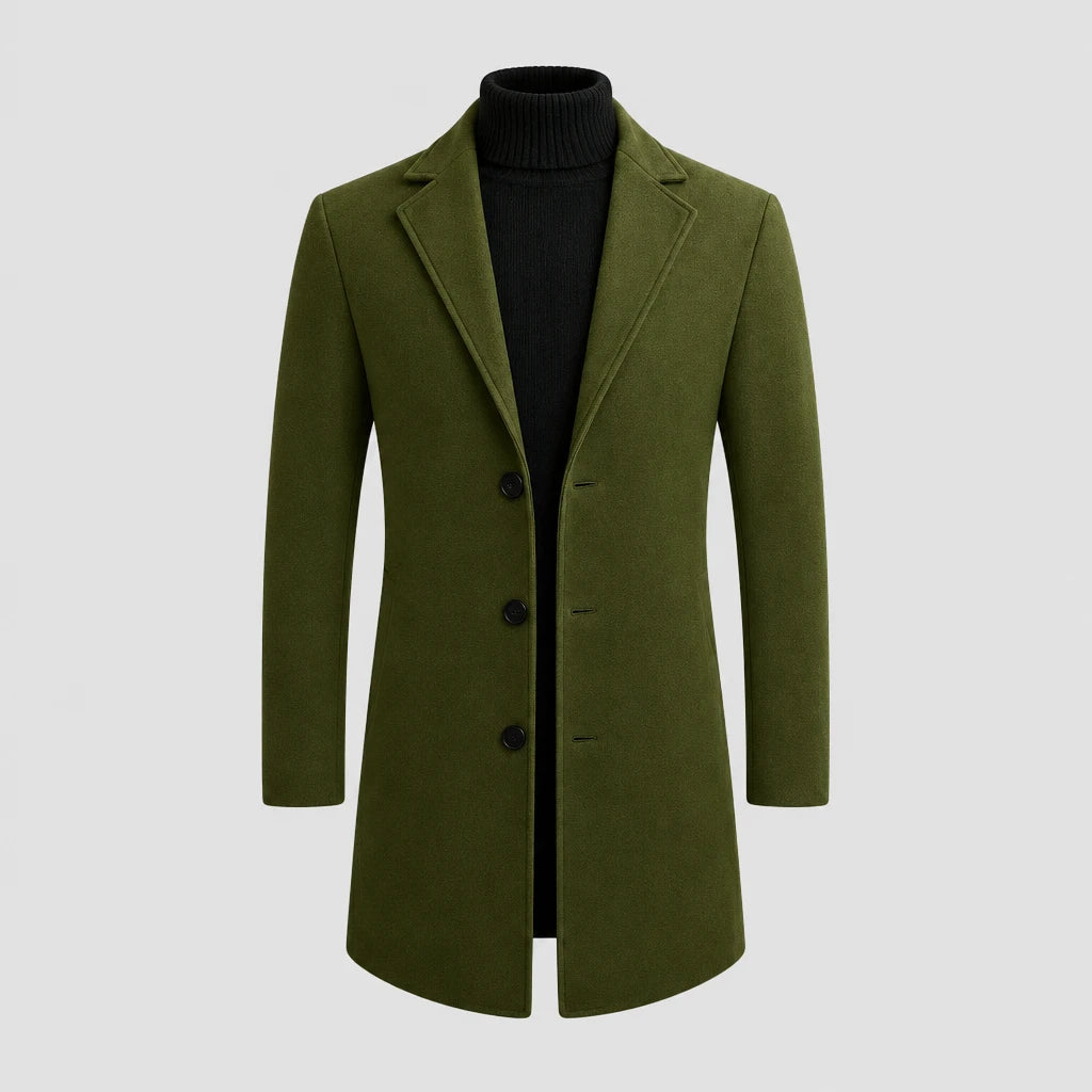 Men's Slim Fit Longline Wool Blend Coat