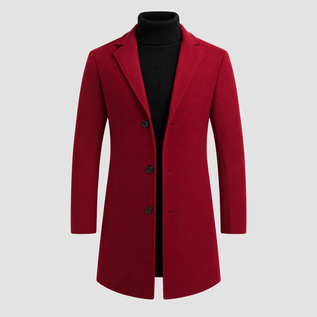Men's Slim Fit Longline Wool Blend Coat
