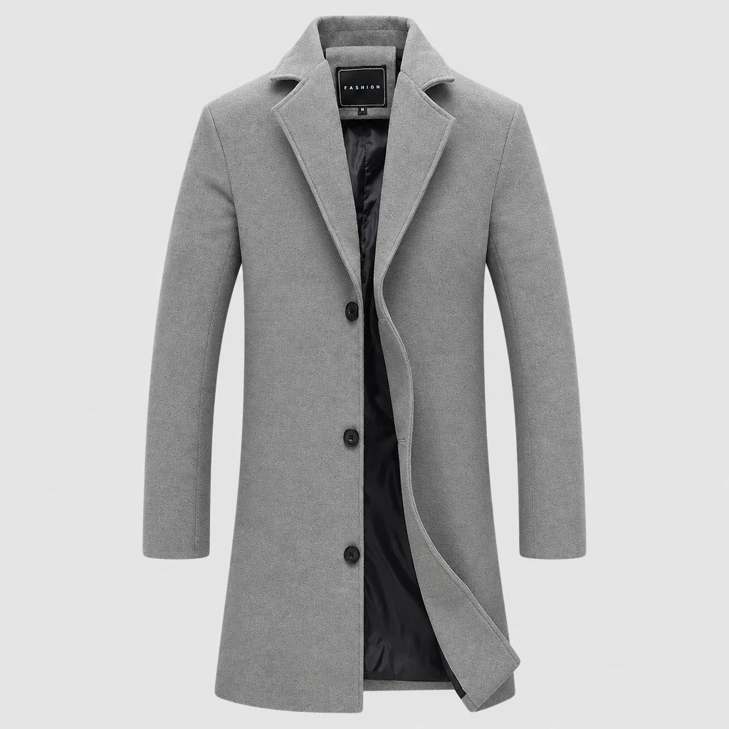 Men's Slim Fit Longline Wool Blend Coat