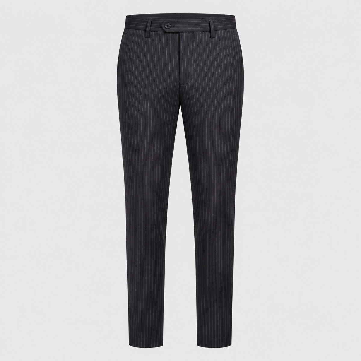 Men's Slim Fit Striped Smart Suit Trousers Black Canvas