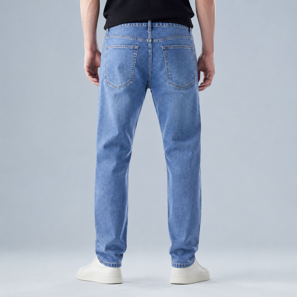 Men's Slim Straight Elastic Cotton Jeans Black Canvas