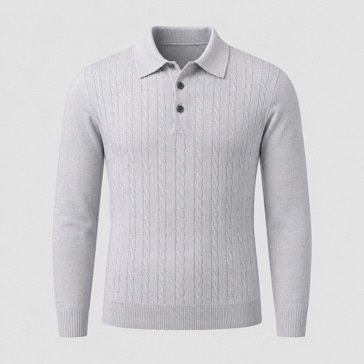 Men's Slim V-Neck Cable Knit Button Jumper Black Canvas