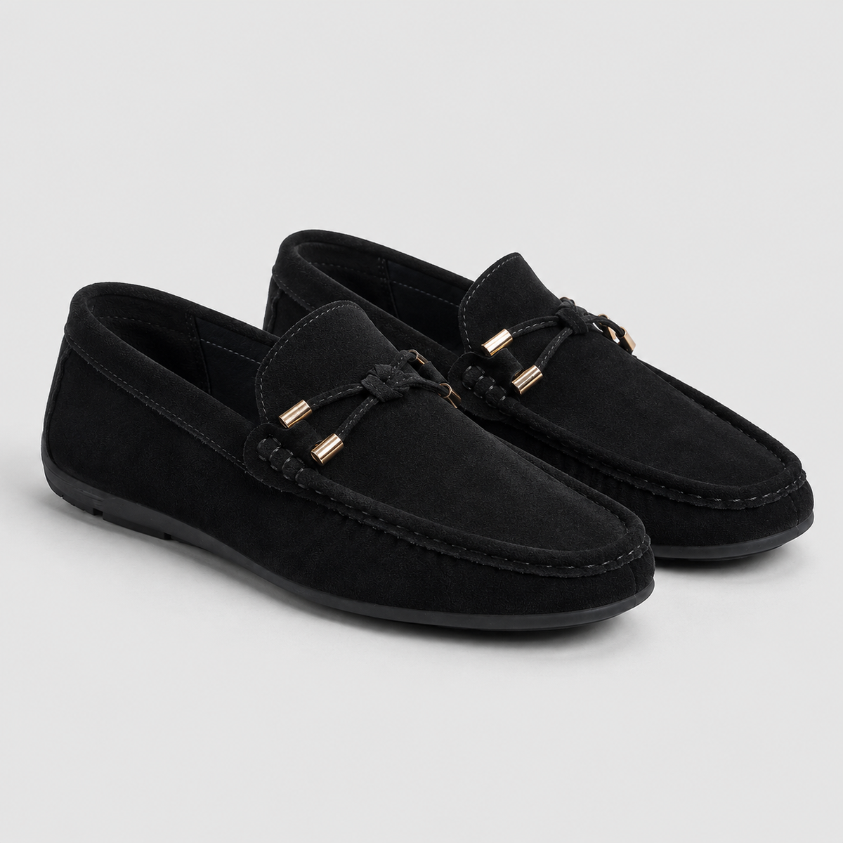 Men's Soft Sole Slip-On Driving Loafers Black Canvas