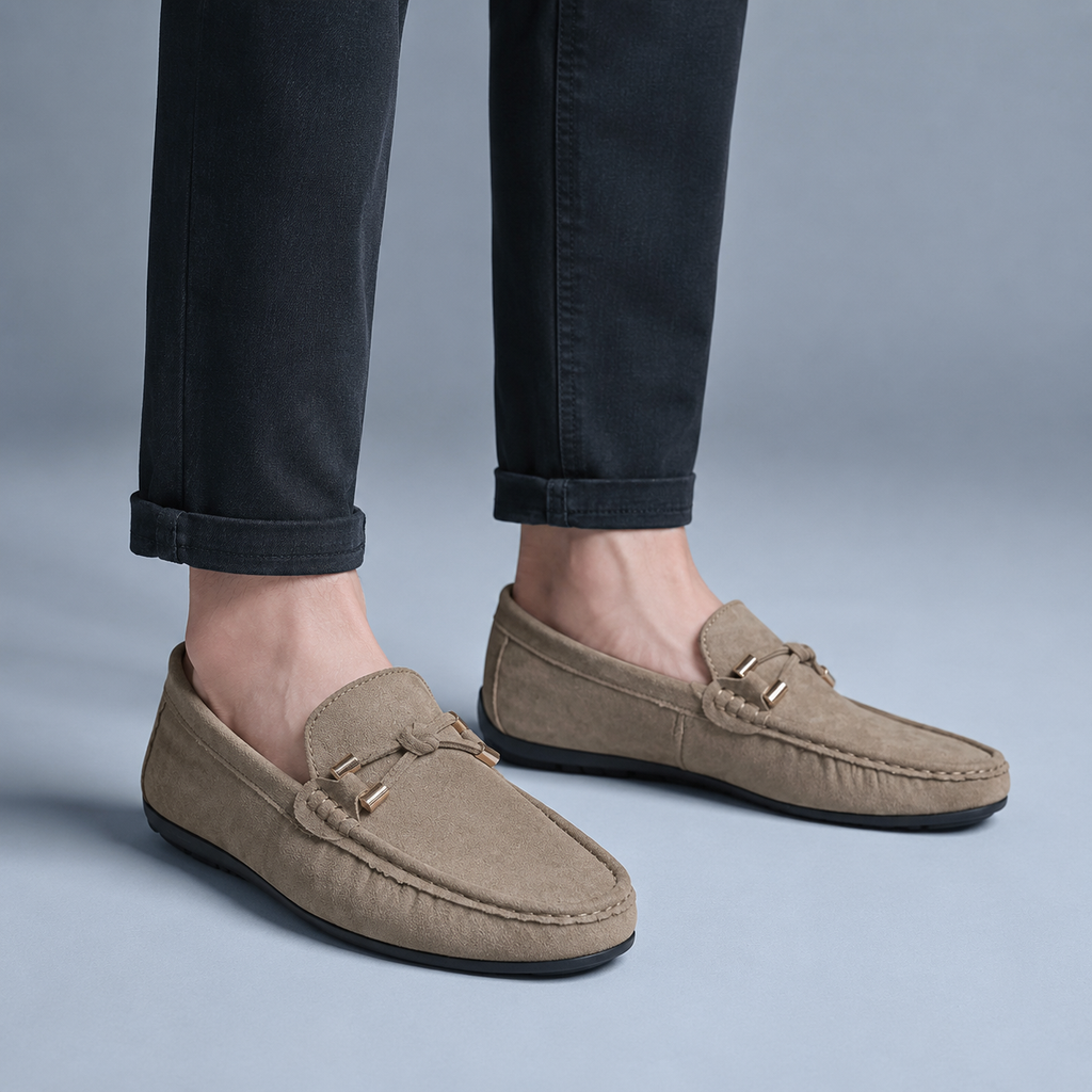 Men's Soft Sole Slip-On Driving Loafers Black Canvas