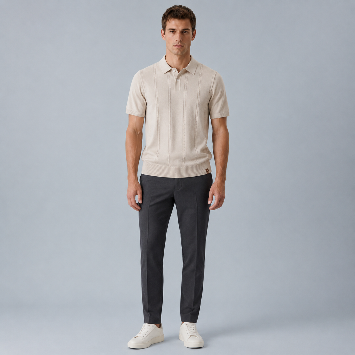 Men's Striped Silk Touch Golf Polo Shirt Black Canvas