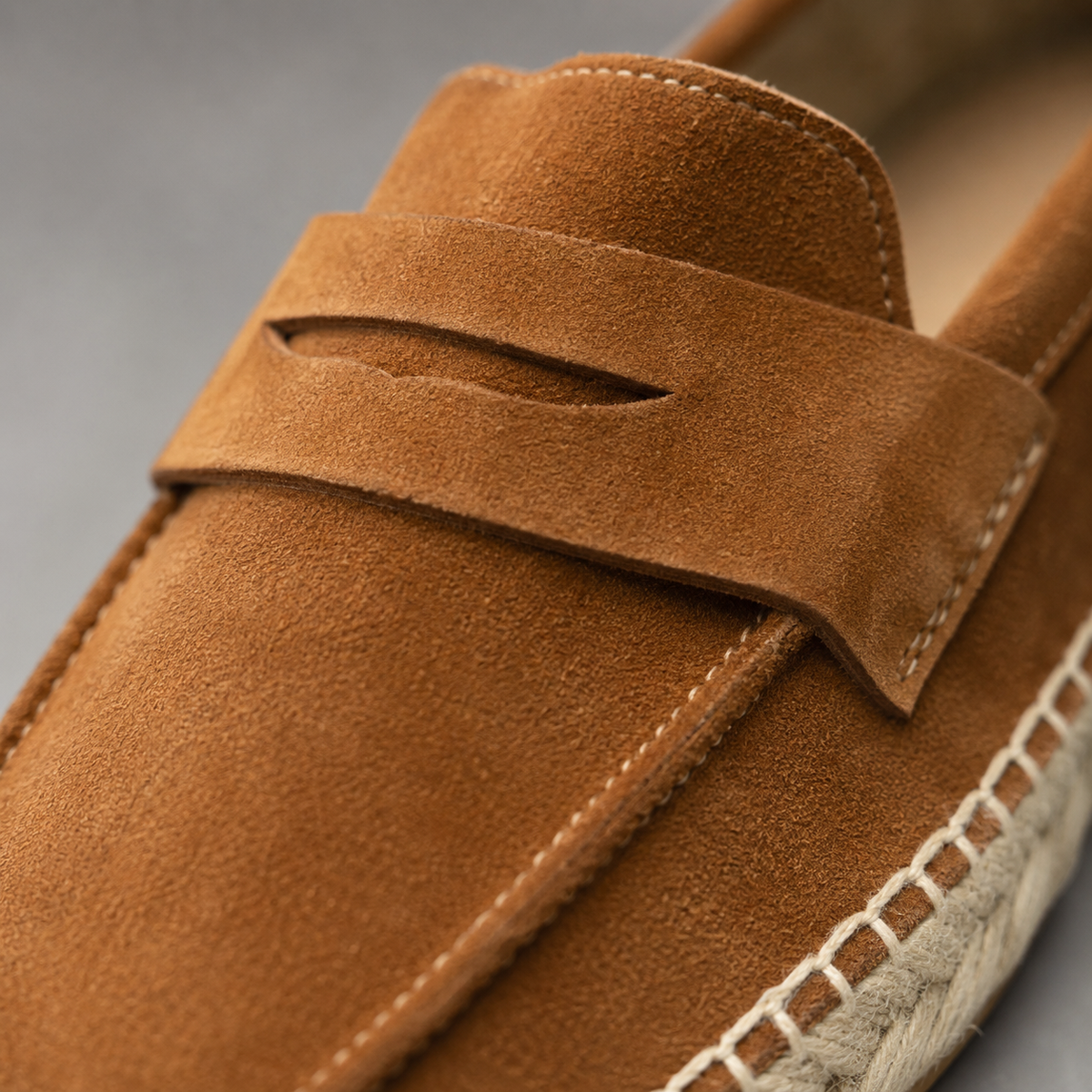 Men's Suede Espadrille Loafers Black Canvas