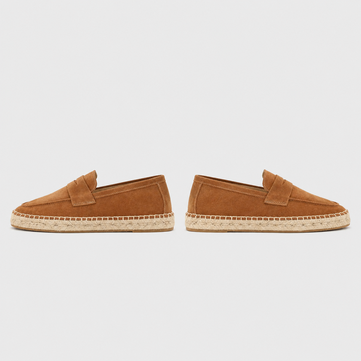 Men's Suede Espadrille Loafers Black Canvas