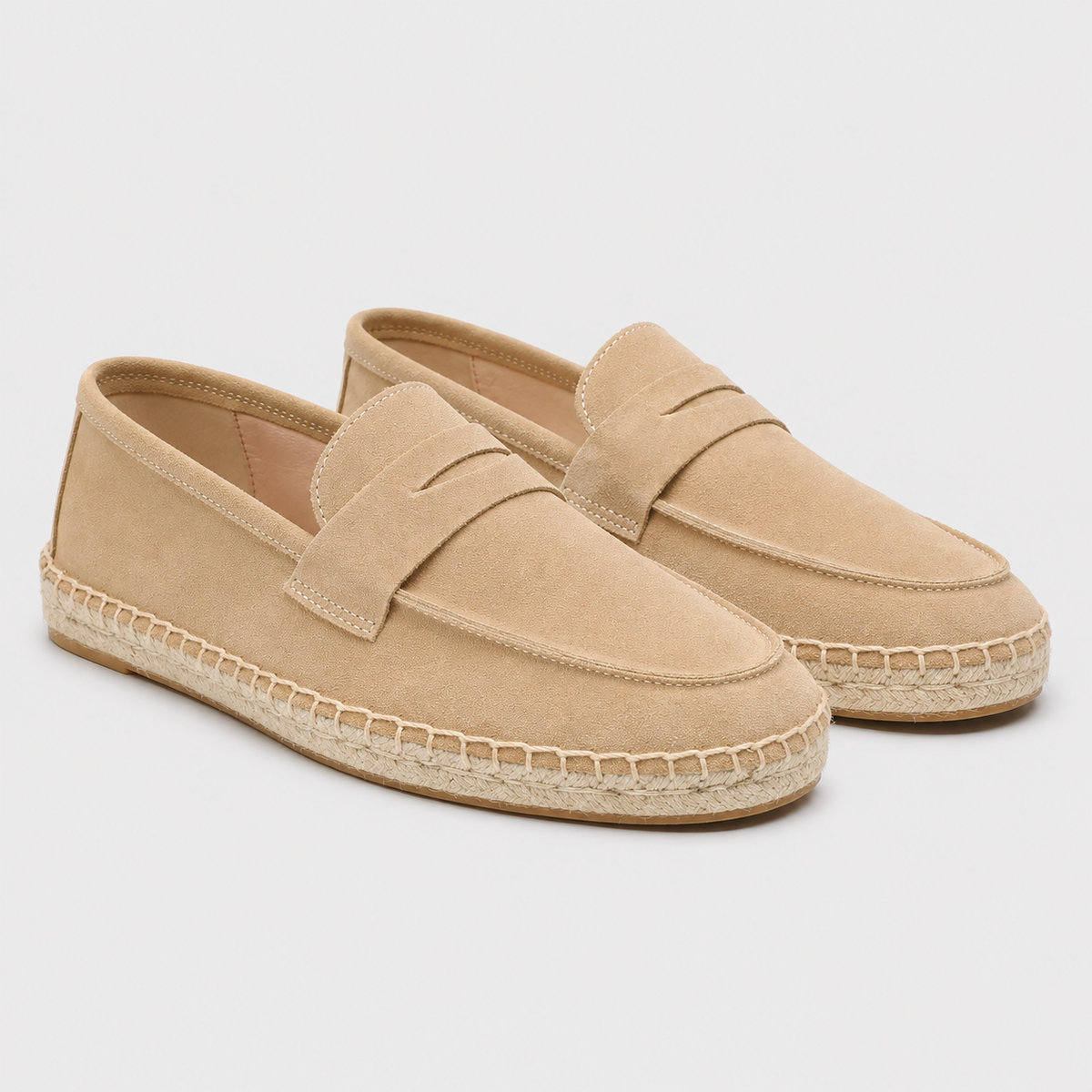 Men's Suede Espadrille Loafers Black Canvas