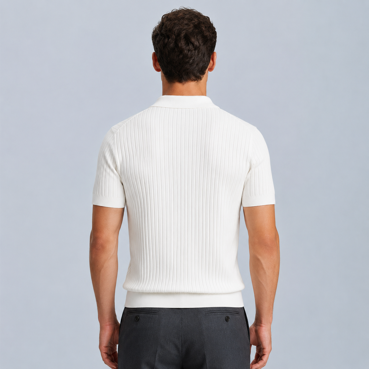 Men's Summer Knit Polo Shirt Fit Sleeve Black Canvas