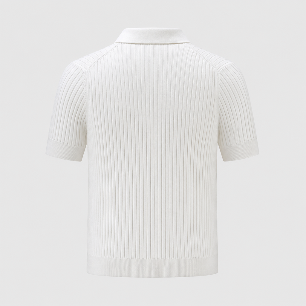 Men's Summer Knit Polo Shirt Fit Sleeve Black Canvas