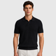 Men's Summer Knit Polo Shirt Fit Sleeve Black Canvas