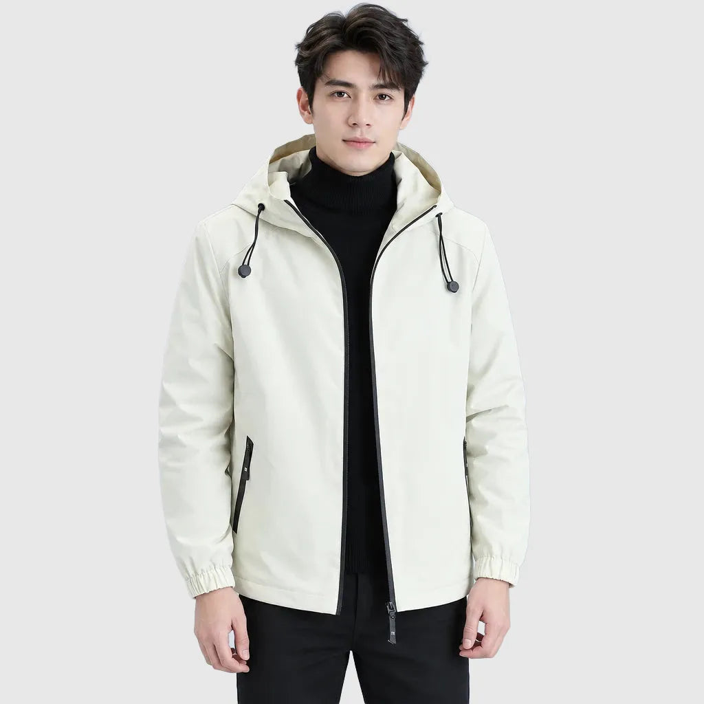 Men's Thermal Fleece Hooded Windbreaker Jacket