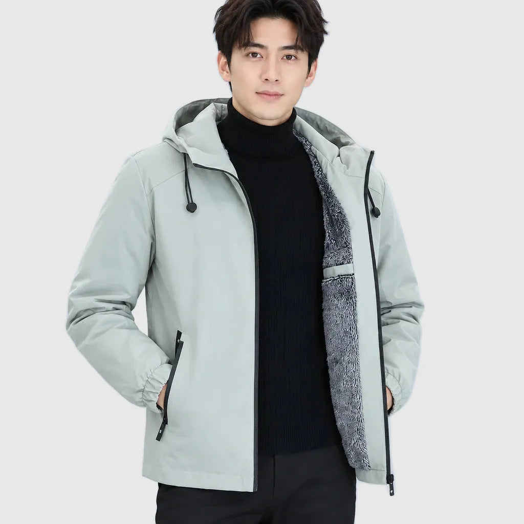 Men's Thermal Fleece Hooded Windbreaker Jacket
