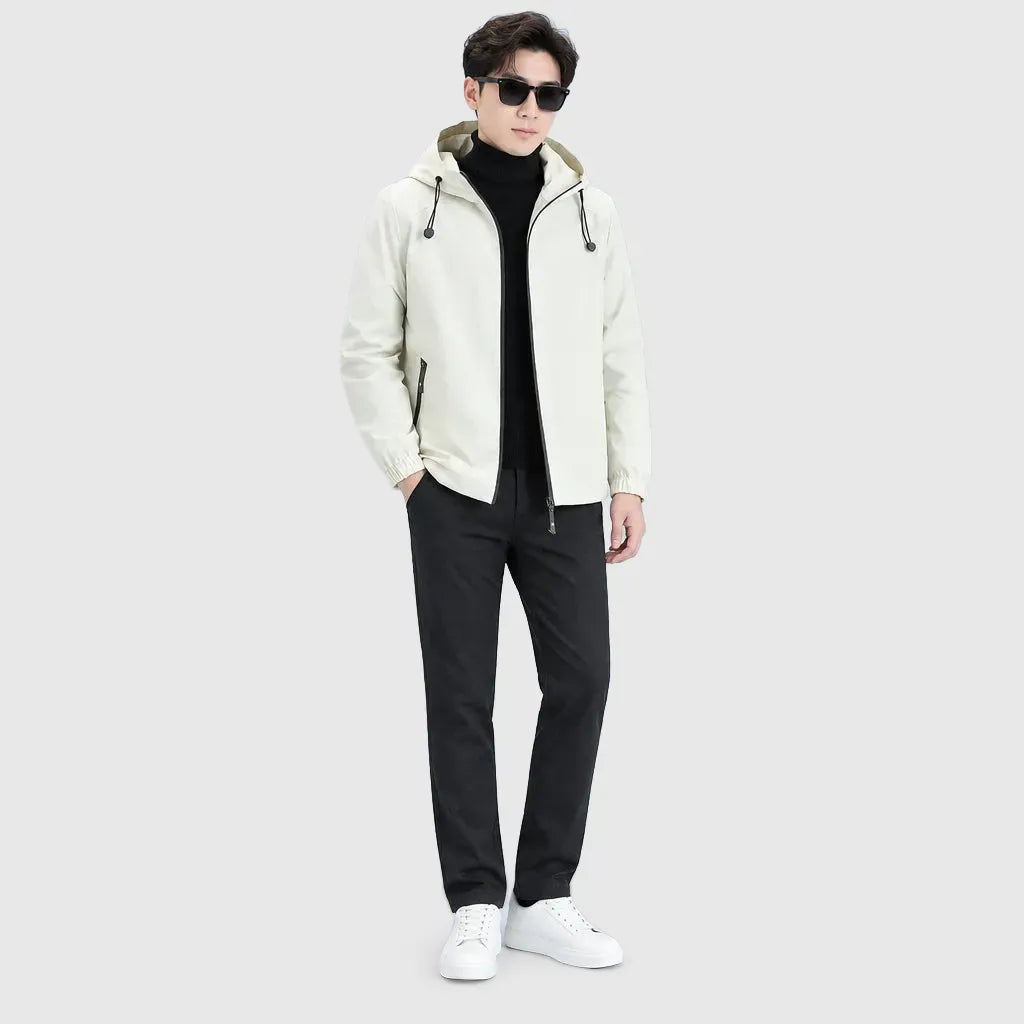 Men's Thermal Fleece Hooded Windbreaker Jacket