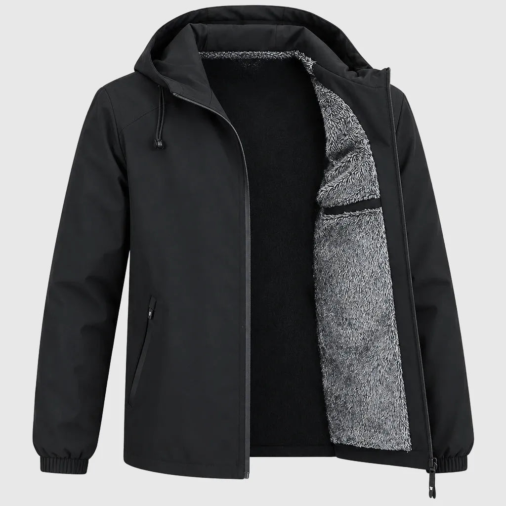 Men's Thermal Fleece Hooded Windbreaker Jacket