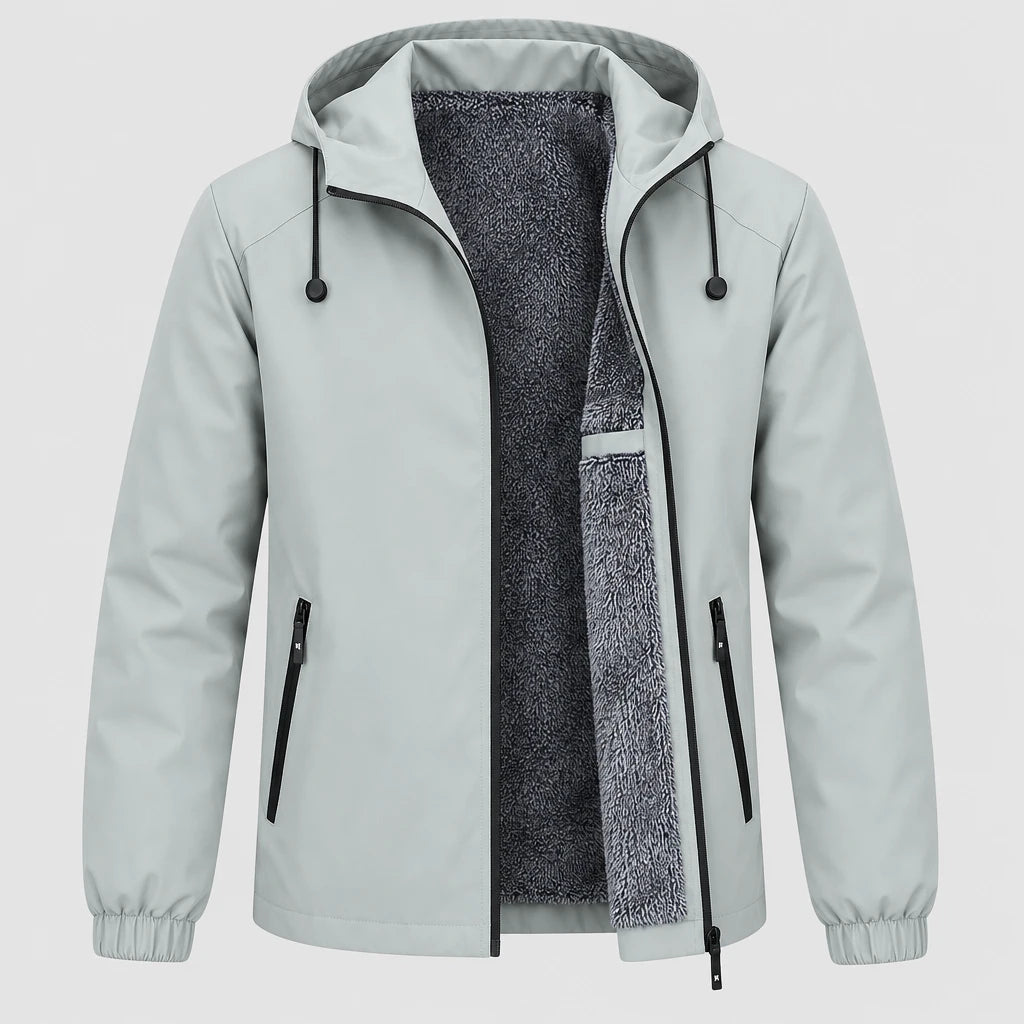 Men's Thermal Fleece Hooded Windbreaker Jacket