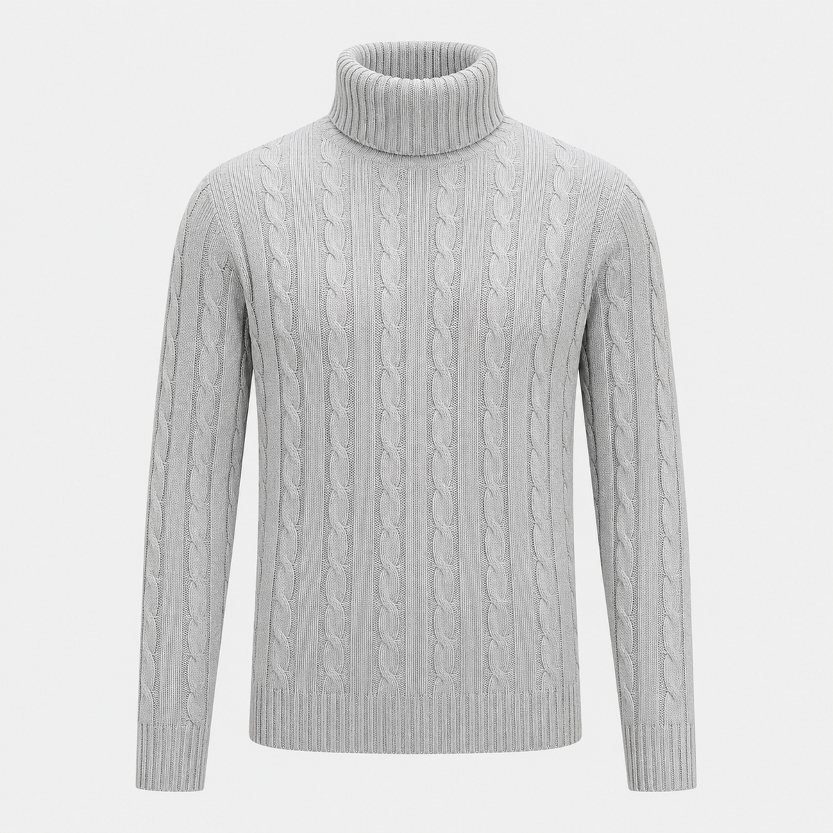 Men's Turtleneck Twist Knit Pullover Jumper Black Canvas