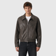 Men's Vintage Washed PU Leather Zip Jacket Black Canvas