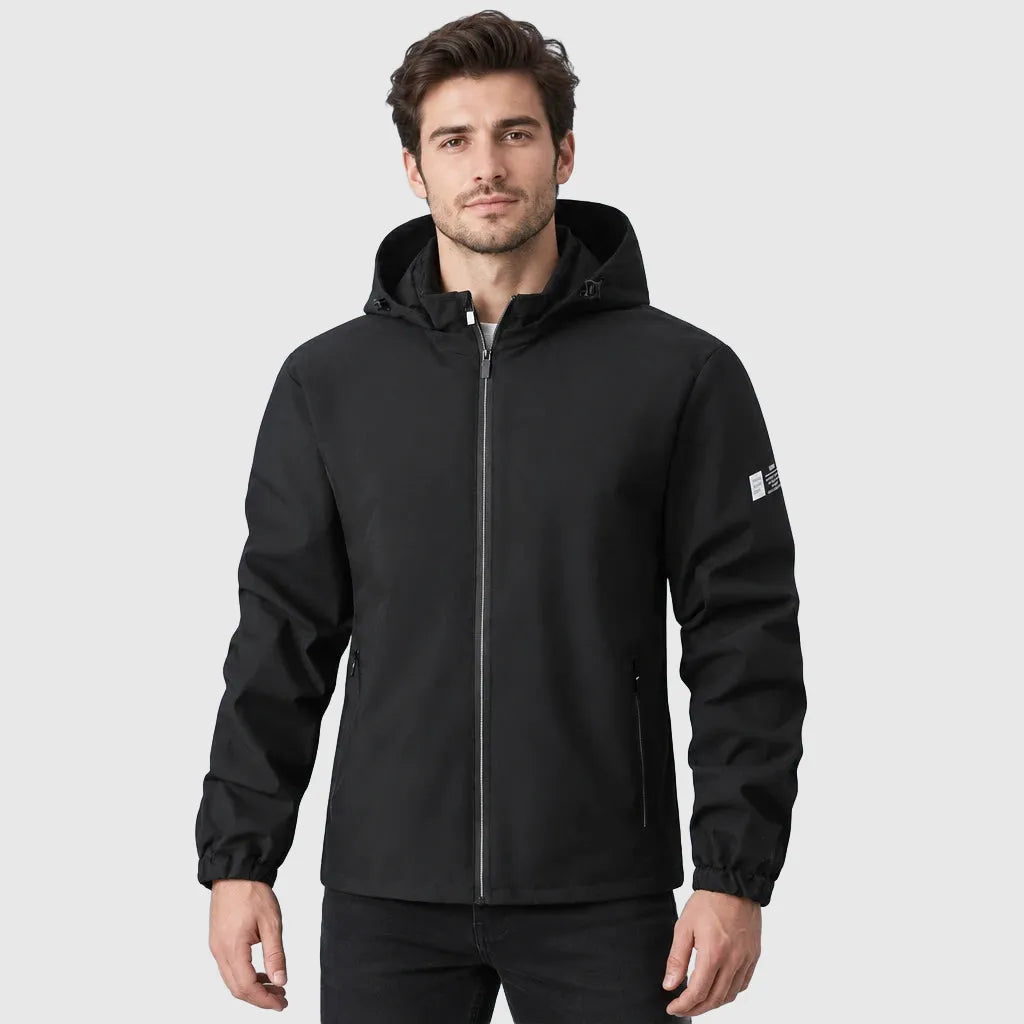 Men's Water Resistant Hooded Zip Jacket
