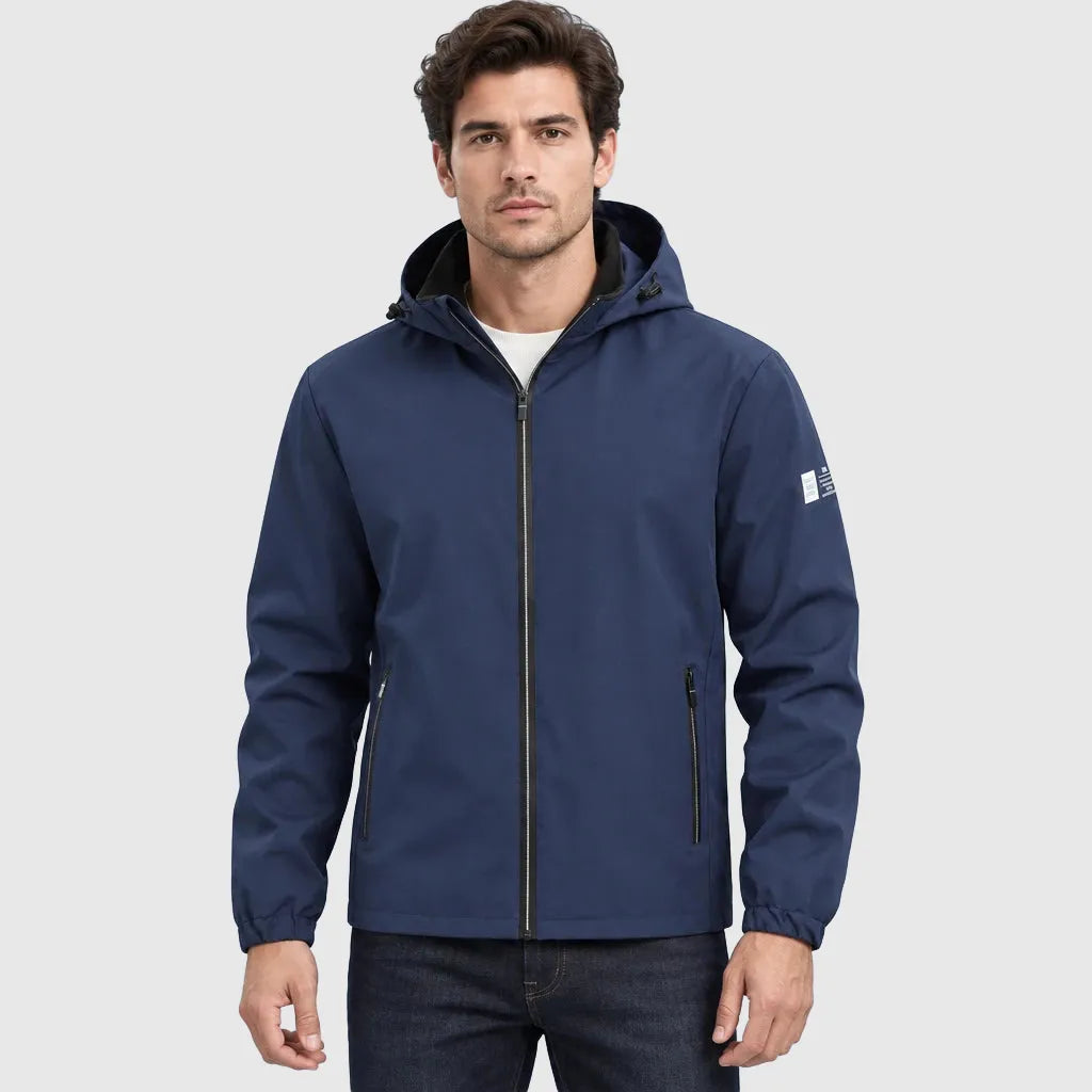Men's Water Resistant Hooded Zip Jacket