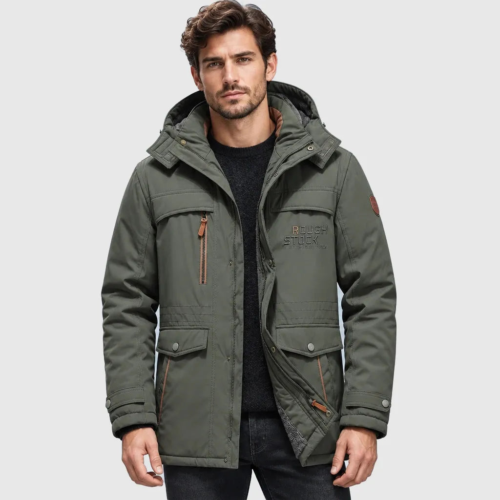 Men's Waterproof Longline Hooded Winter Jacket