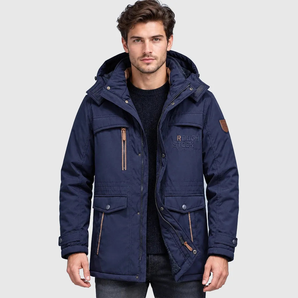 Men's Waterproof Longline Hooded Winter Jacket