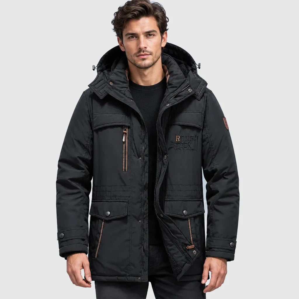 Men's Waterproof Longline Hooded Winter Jacket