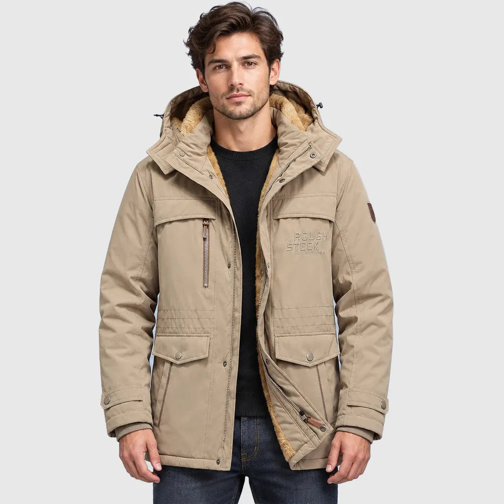 Men's Waterproof Longline Hooded Winter Jacket