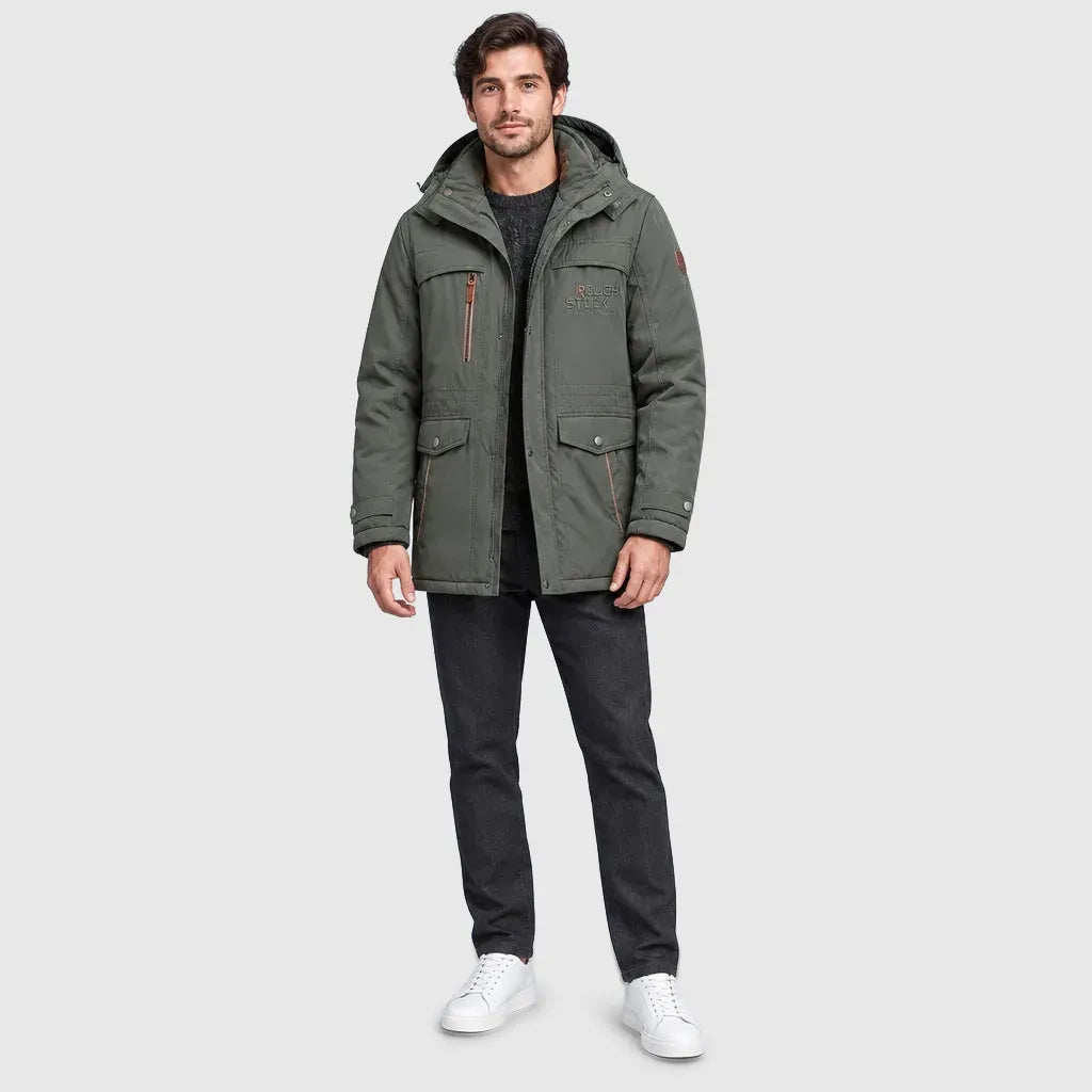 Men's Waterproof Longline Hooded Winter Jacket
