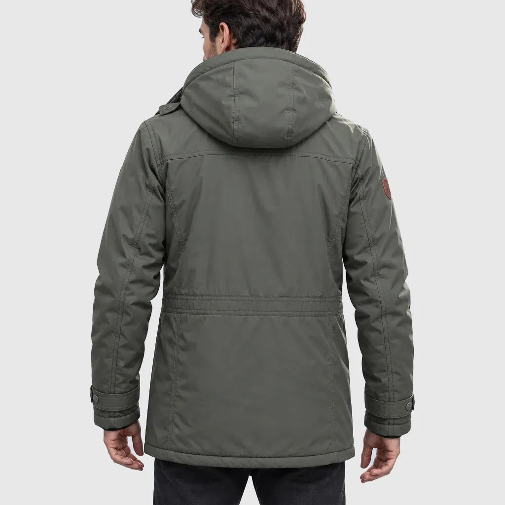 Men's Waterproof Longline Hooded Winter Jacket