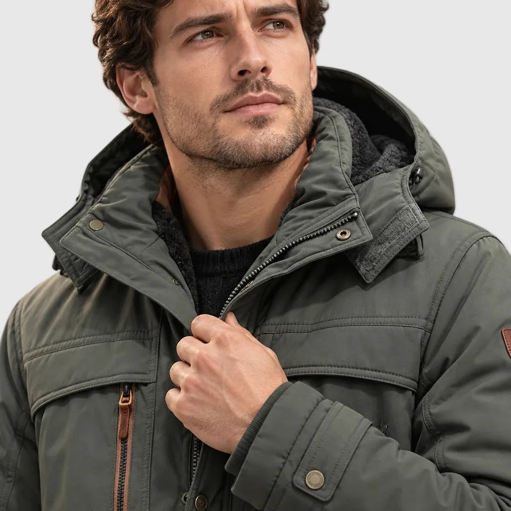 Men's Waterproof Longline Hooded Winter Jacket