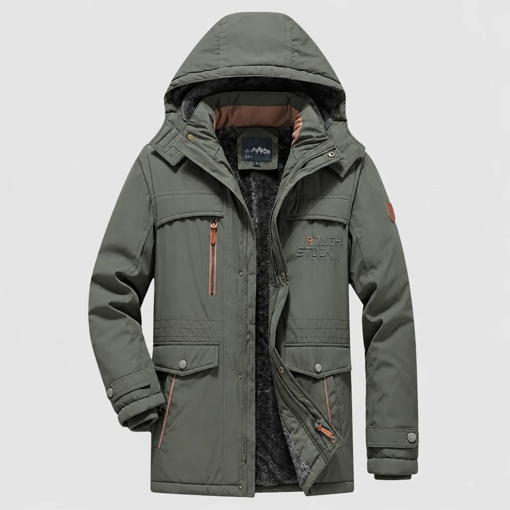 Men's Waterproof Longline Hooded Winter Jacket