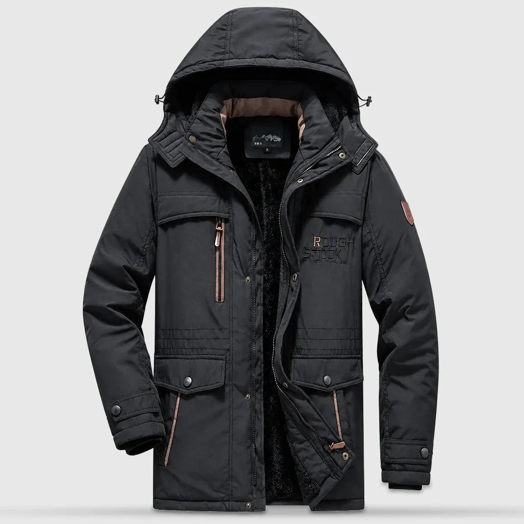 Men's Waterproof Longline Hooded Winter Jacket