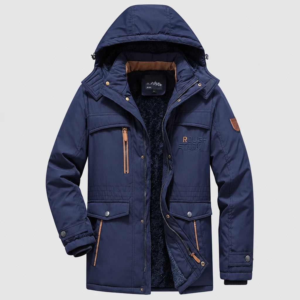 Men's Waterproof Longline Hooded Winter Jacket