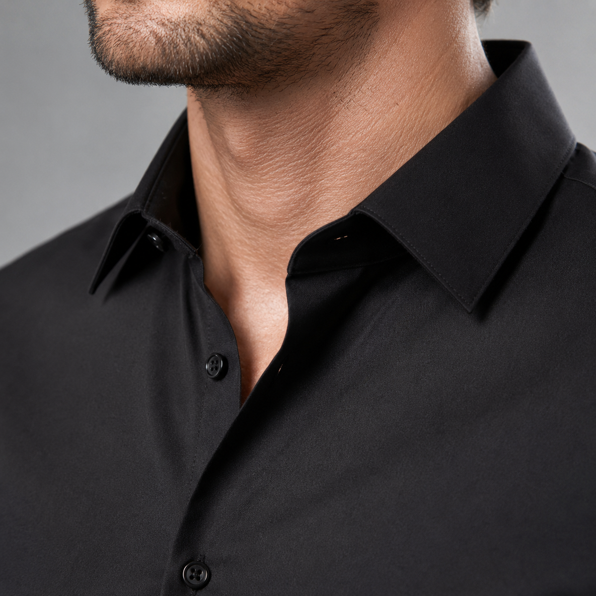 Men's Wrinkle-Free Stretch Formal Dress Shirt Black Canvas