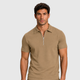 Men's Zip Placket Turn-Down Collar Polo Shirt Black Canvas