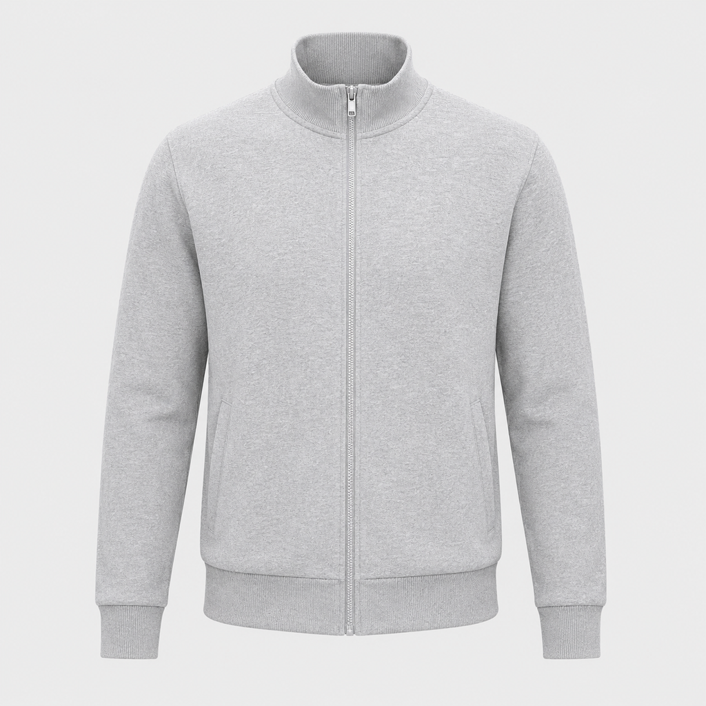 Men's Zip-Up Long Sleeve Sweatshirt Jacket Black Canvas