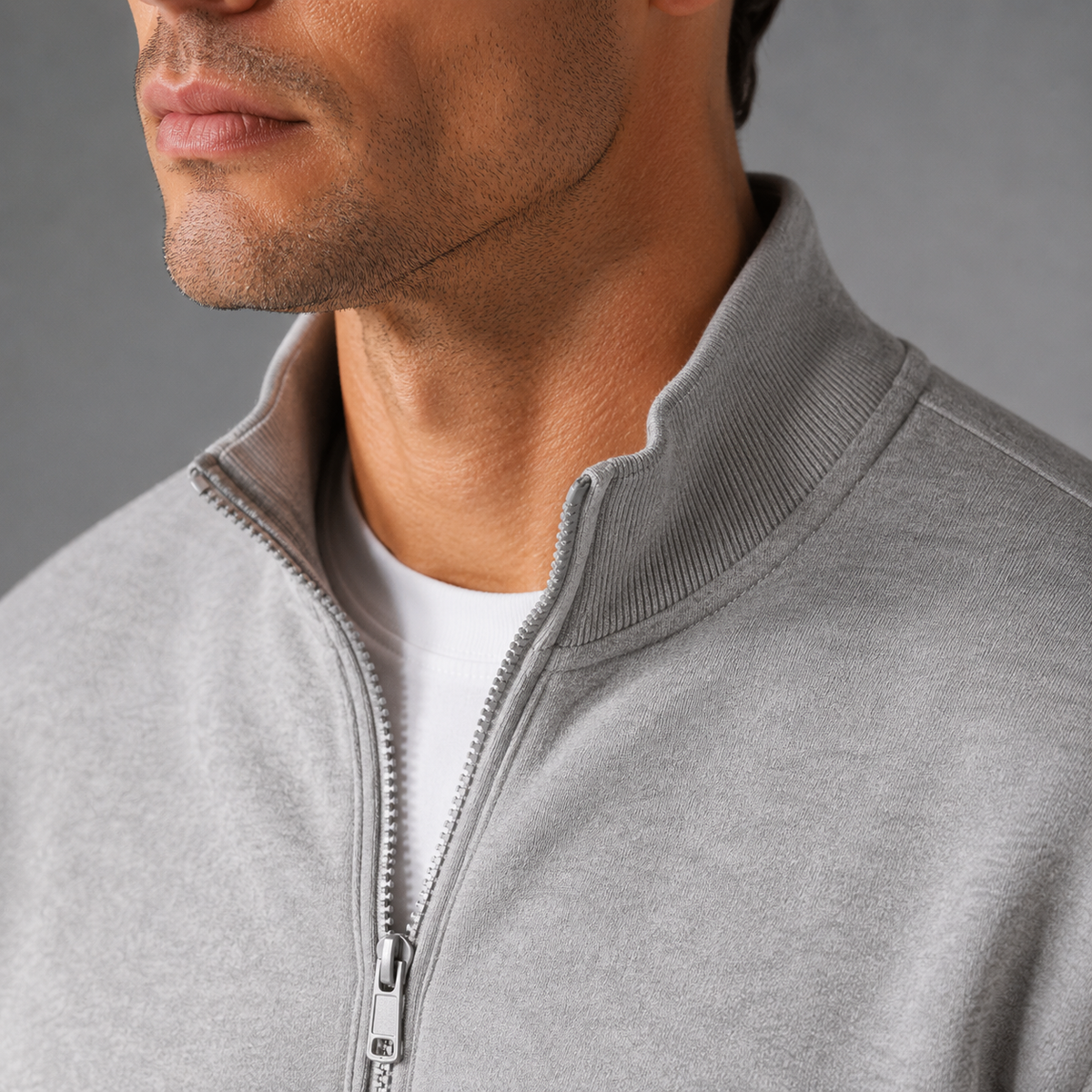 Men's Zip-Up Long Sleeve Sweatshirt Jacket Black Canvas