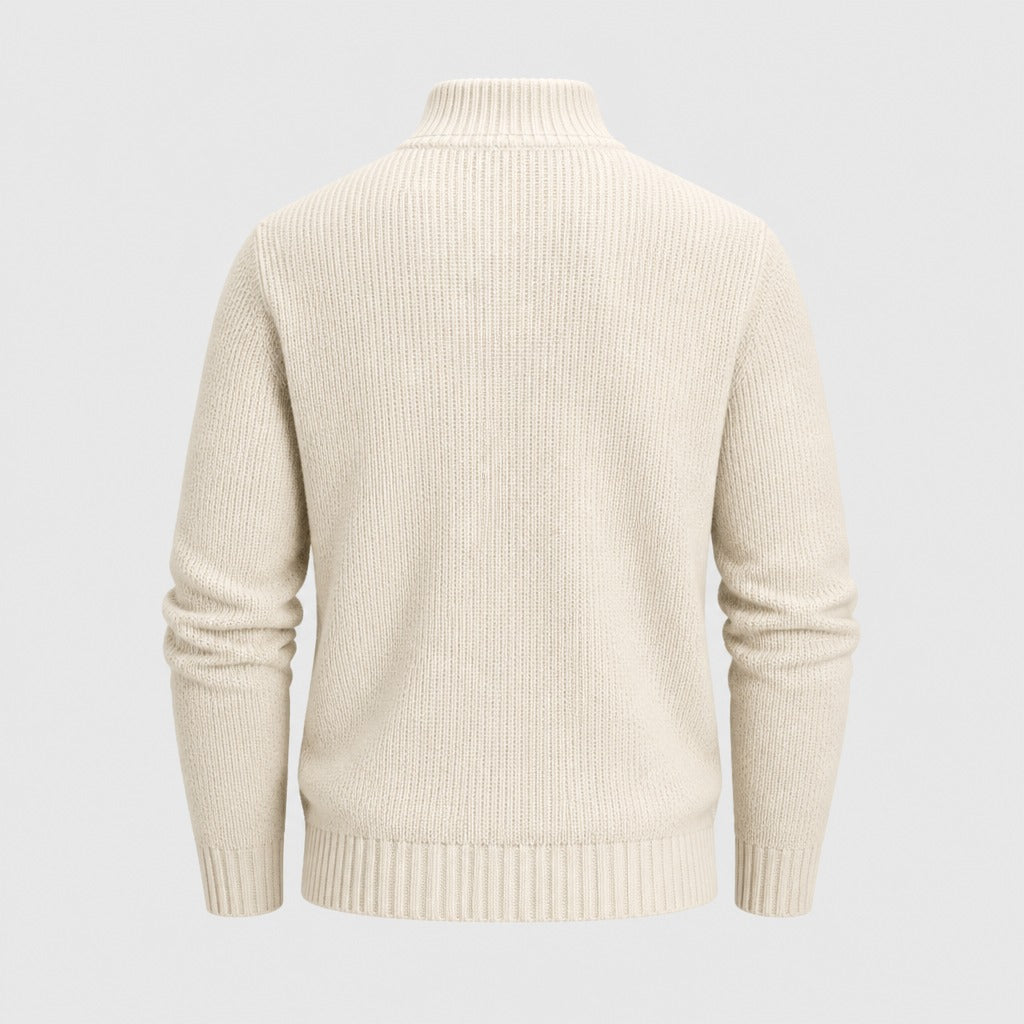 Men’s Acrylic Zip Collar Jumper Grey/White product back