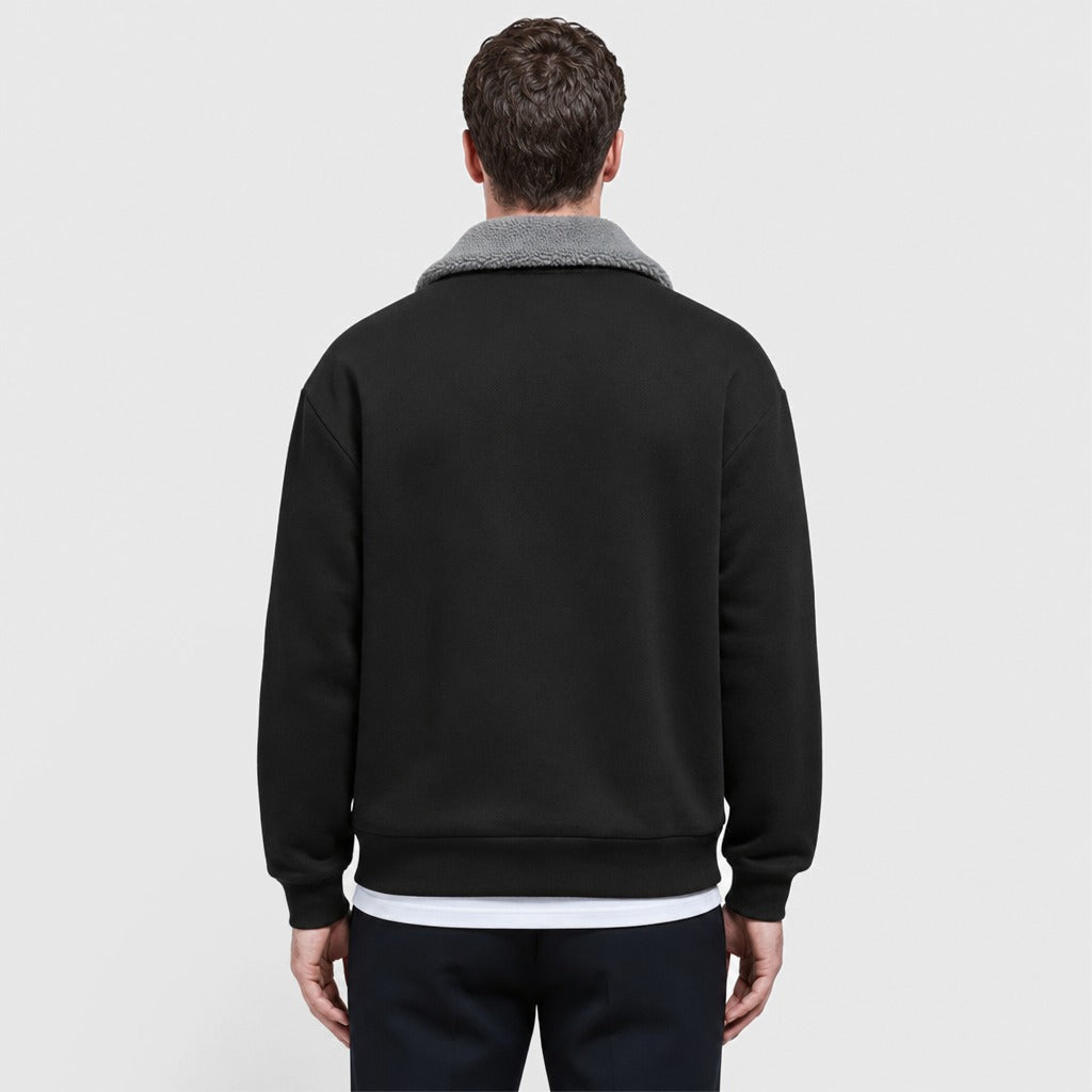 Men’s Armure Pattern Jacket with Detachable Hood Black back