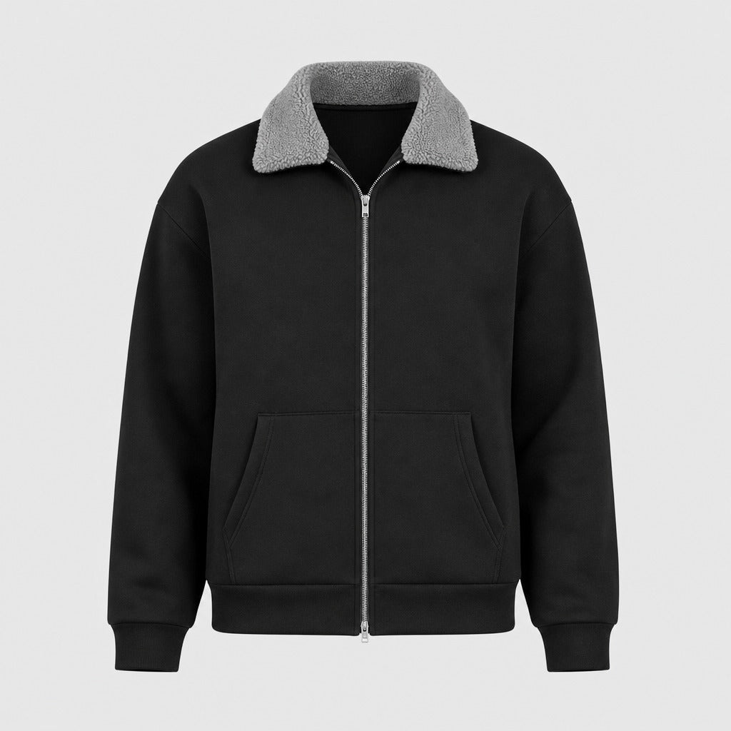 Men’s Armure Pattern Jacket with Detachable Hood Black product front